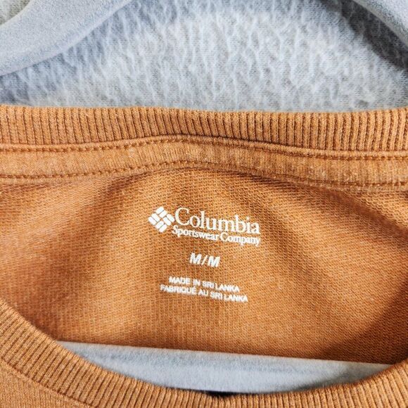 Columbia Sweatshirt Womens M Neutral Brown Wild Mountains Felt Logo Camping - Picture 11 of 14